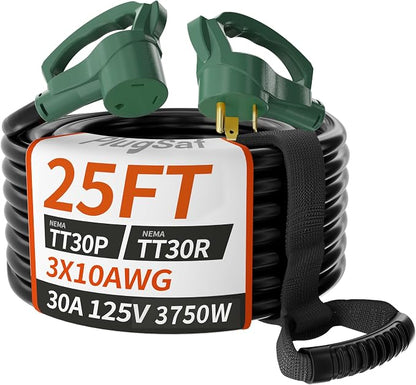 PlugSaf 25 FT 30 Amp RV Extension Cord Outdoor, Flexible Heavy Duty 10/3 Gauge by PlugSaf