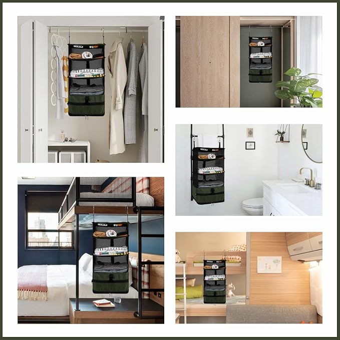 Surblue Hanging Closet Storage Bag Collapsible 3-Shelf Washable Oxford Fabric - Image 7