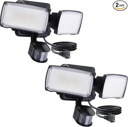 LUTEC 2 Pack 21W Black Plug in Motion Sensor Light Outdoor, Flood Lights by LUTEC