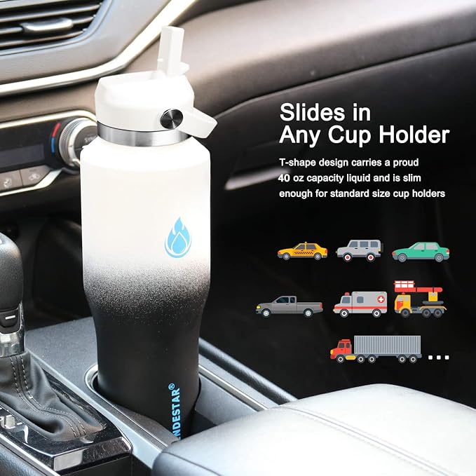 SENDESTAR Water Bottle, Wide Mouth Stainless Steel Vacuum Insulated Double Wall - Image 6