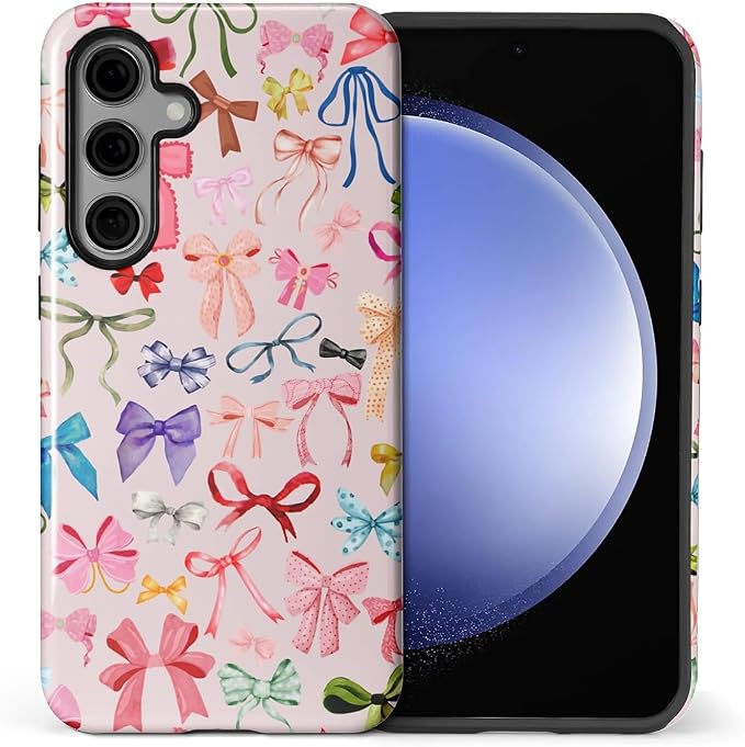 for Samsung Galaxy S25 Case, HL2 Aesthetic Color Bow Tie Hybrid 2 Layer Hard by Unknown