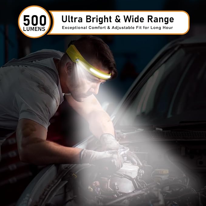Headlamp Rechargeable LED 230° Wide Beam, USB-C Lightweight Head Lamp, Long - Image 2