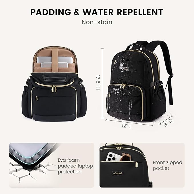 LOVEVOOK Lunch Backpack with Lunch Compartment, 15.6 Inch Laptop Work Travel - Image 5