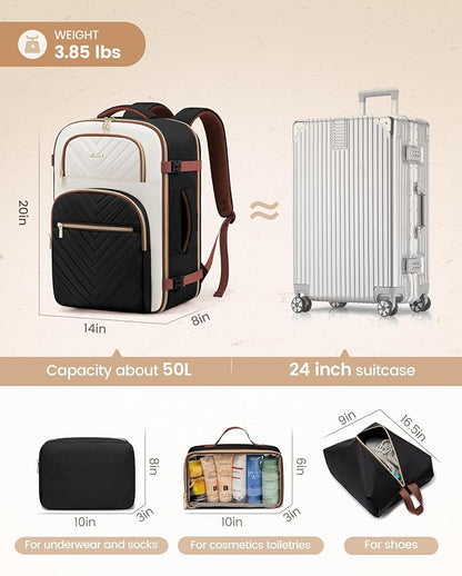LOVEVOOK Travel Backpack Carry on Flight Approved 50L, Waterproof TSA Travel - Image 6