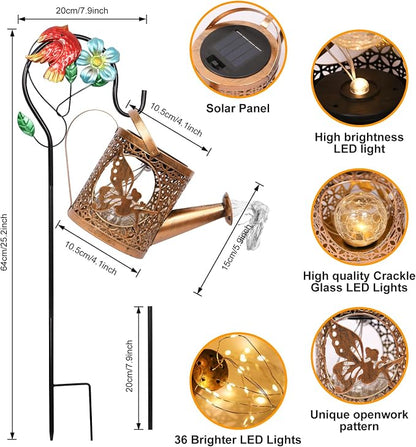 Solar Lights Outdoor Garden Decor Solar Watering Can - Image 4