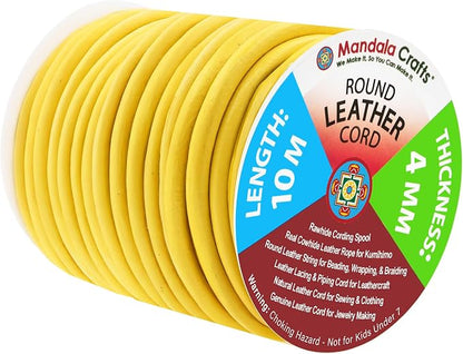 Mandala Crafts Round Genuine Yellow Leather Cord by MandalaCrafts