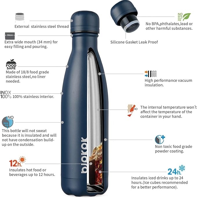 BJPKPK 17oz Insulated Stainless Steel Water Bottles, Sports Water Bottles Keep - Image 3