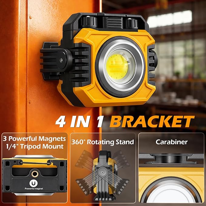 Samyoung 2-Pack 2400LM Magnetic Rechargeable Work Light, Dual-Sided LED Work - Image 6