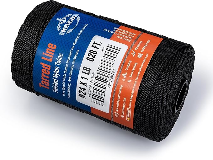 HONGDA Tarred Bank Line Twine, 628 Feet Nylon Twine #24 Bank Line-Black Nylon - Image 6