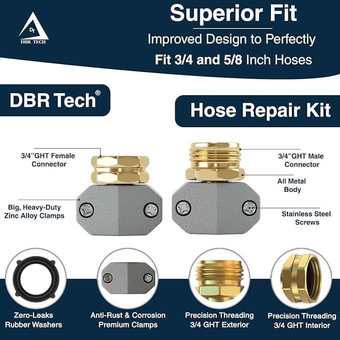 DBR Tech® Hose Repair Kit – Fix Leaks on 3/4 & 5/8 inch Garden Hoses - Image 4