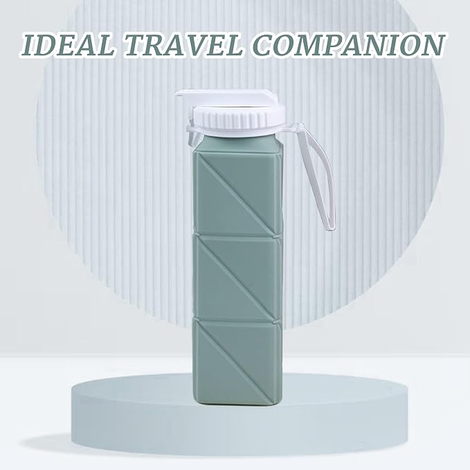 EOBTAIN Green Silicone Collapsible Water Bottle - Image 3