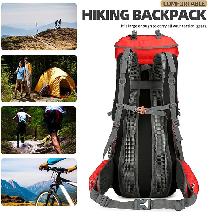 75L Hiking Backpack with Rain Cover Waterproof Camping Backpack Shoes Warehouse - Image 7