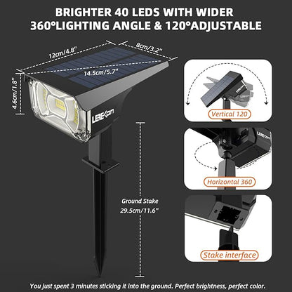 LEREKAM Solar Spot Lights Outdoor, 40 LEDs Solar Outdoor Waterproof Landscape - Image 6