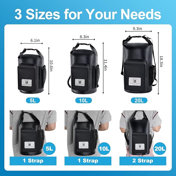 20L Waterproof Dry Bag with Bottle Holder & Mesh Pocket, 500D PVC Tarpaulin - Image 6