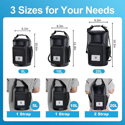 20L Waterproof Dry Bag with Bottle Holder & Mesh Pocket, 500D PVC Tarpaulin - Image 6