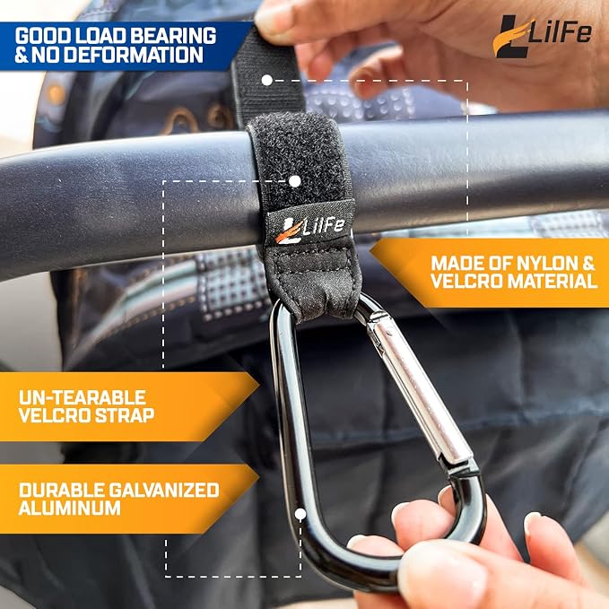 4 Pcs Baby Stroller Hooks for Hanging | Multipurpose Stroller Straps - Image 2
