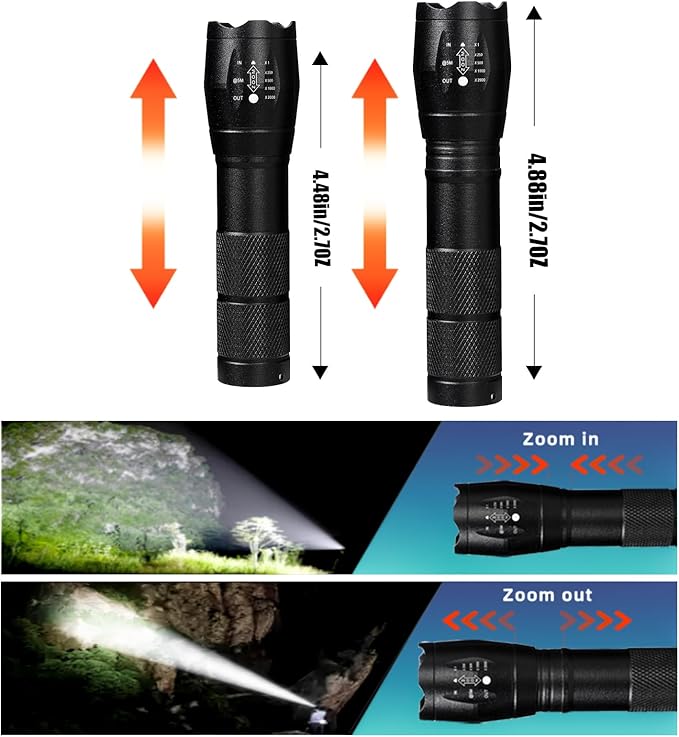6 Pack LED Rechargeable Flashlight, Super Bright Small Mini Camping Flashlights - Image 3