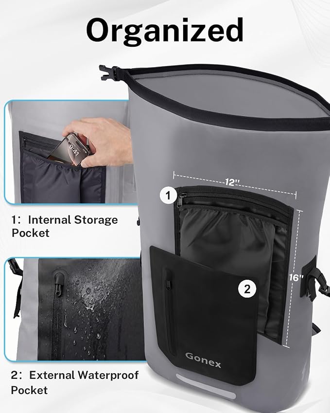 Gonex Ultralight Waterproof TPU Backpack, 35L Roll Top Dry Bag - Image 5