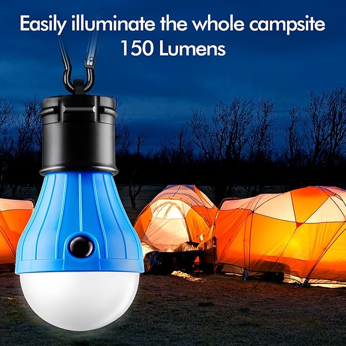 FLY2SKY Tent Lamp Portable LED Tent Lights Blue 4 Packs Hook Hurricane - Image 2