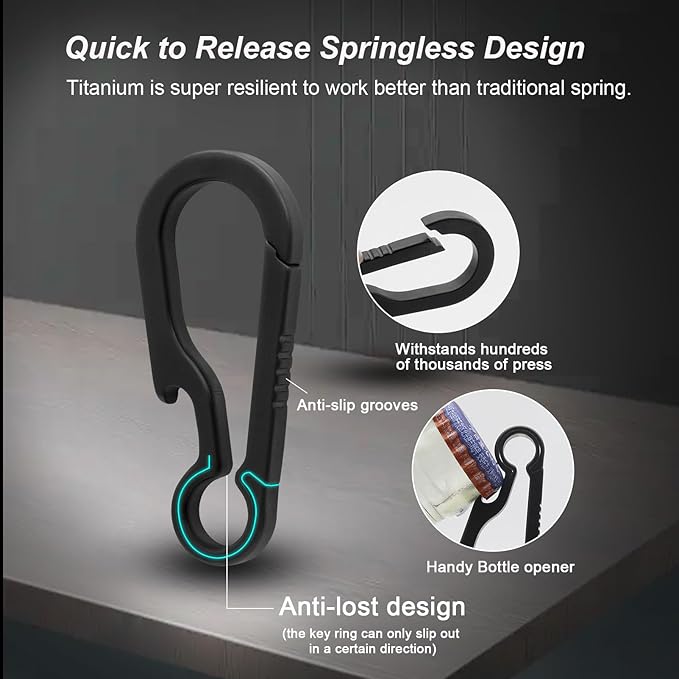 PJYTAC Key Chain Clip Titanium Carabiner Keychain Quick Release Carabiner - Image 8