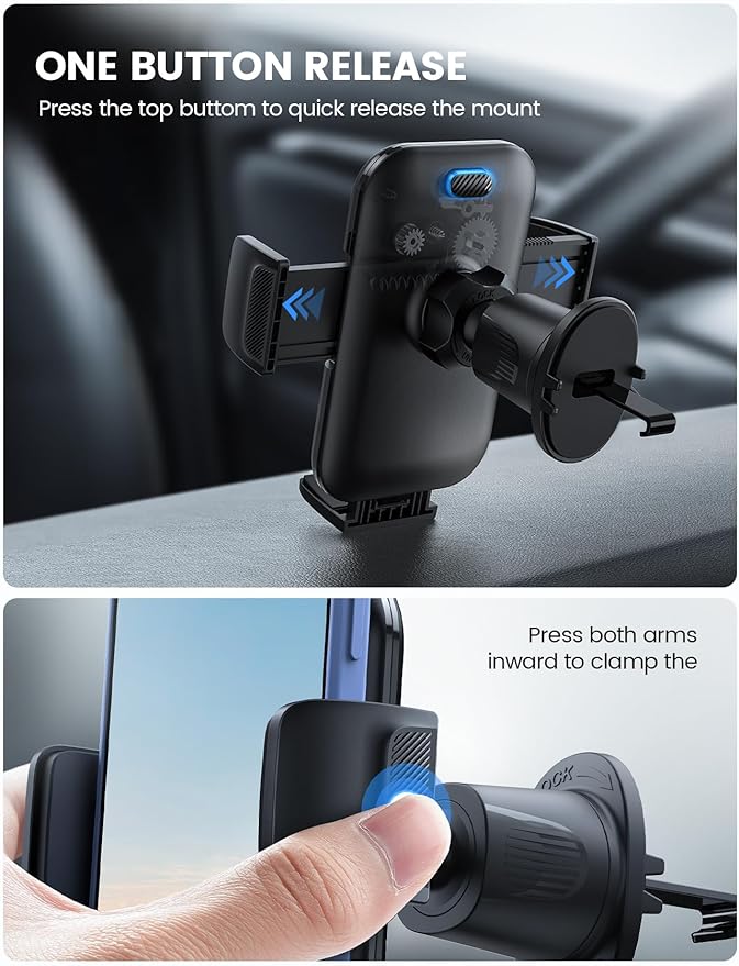 Lamicall 2026 Wider Clamp & Metal Hook Car Phone Holder Vent Phone Holders - Image 6