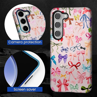 for Samsung Galaxy S23 Plus Case, HL2 Aesthetic Color Bow Tie Hybrid 2 Layer - Image 4