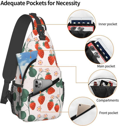 Strawberries Sling Bag For Women Men Fashion Strawberry Backpack Crossbody - Image 4
