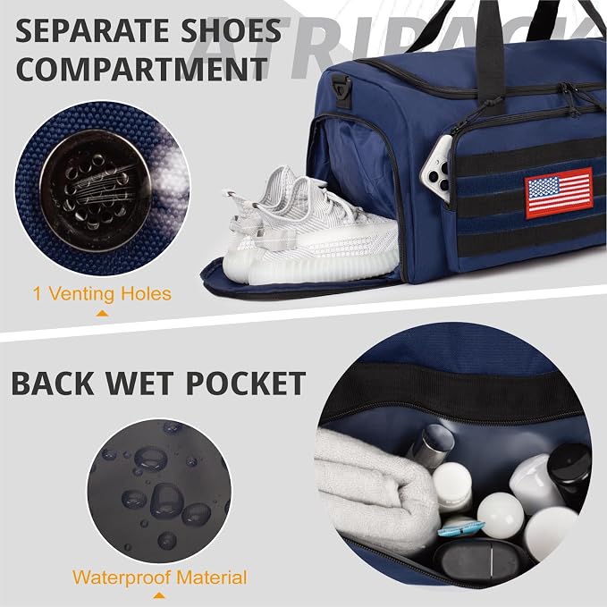 Tactical Gym Bag for Men, 60L Large Capacity Duffle Bags - Image 7