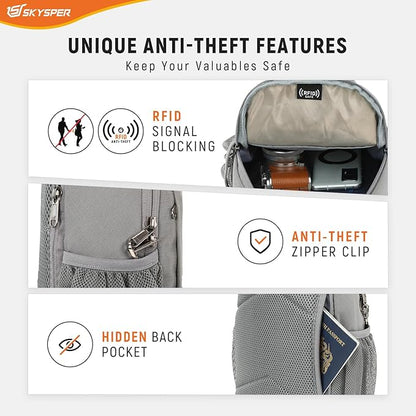 SKYSPER Sling Bag RFID Cross Body Bag Recycled Crossbody Backpack Travel Daypack - Image 3