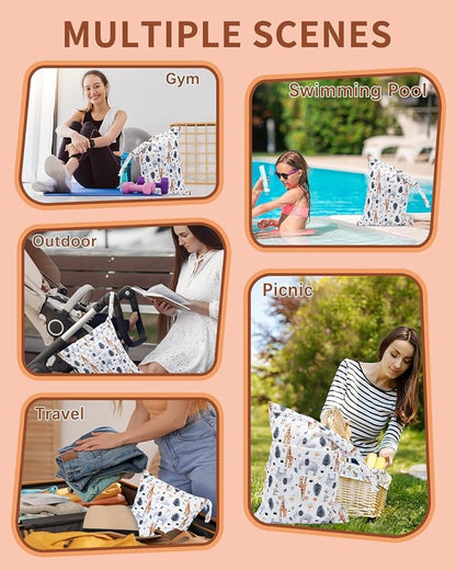 babygoal Animal Wet Dry Bags 3 Pack, Waterproof Travel Bags - Image 3