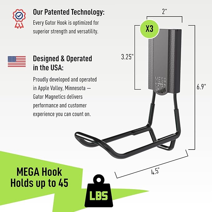 GATOR MAGNETICS MEGA 4.5 in Closed Hooks, 45 lb Heavy Duty Magnetic Hooks - Image 2