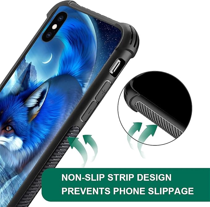 for iPhone Xs Max Case, Snowy Mountain Fox Lake Pattern Graphic Design Girl Boy - Image 7