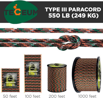 TECEUM 5/32" Paracord Rope 1000 – 1000ft / 200ft / 100ft / 50ft – Tactical - Image 9