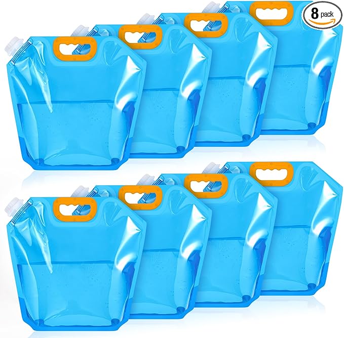 Tessco for you 8 Pack 1.3 Gallon Collapsible Water Storage Bag Water Container by Tessco