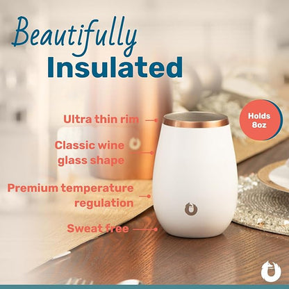 SNOWFOX Premium Vacuum Insulated Stainless Steel Classic White Wine Glass - Image 2
