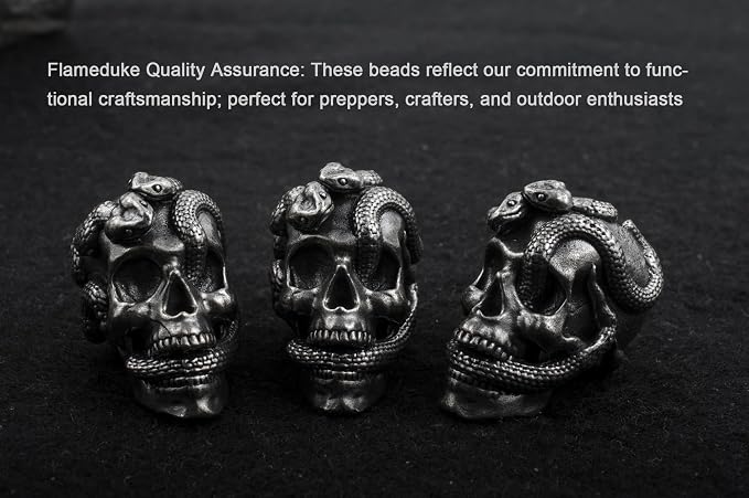 Skull Paracord Bead, 0.75x0.56x0.78 inches, - Image 9