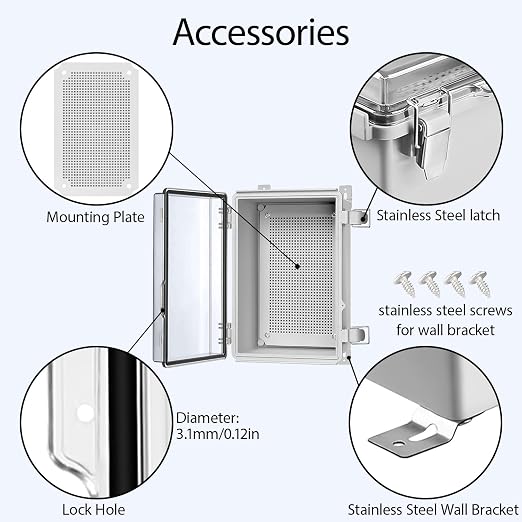 LeMotech Electrical Box, IP67 Waterproof Hinged Clear Cover Stainless Steel - Image 4