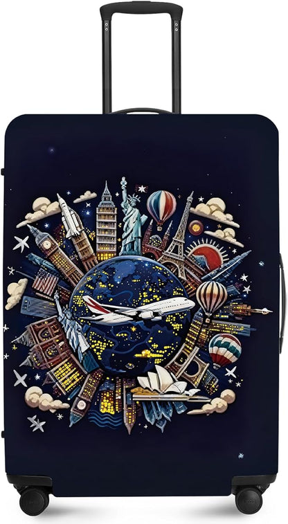 ANNA QUEEN Travel Globe Airplane Luggage Cover -Stretchable Airplane Suitcase by ANNAQUEEN