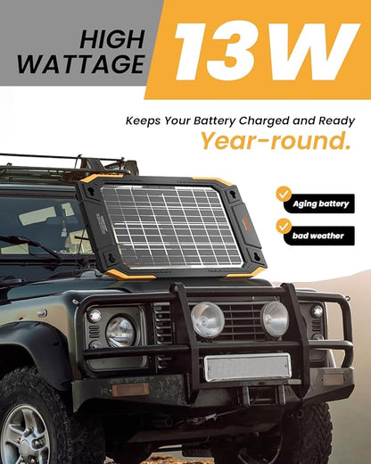 BALDR 12V Solar Battery Charger, 13W Waterproof Dual Sided Battery Maintainer - Image 2