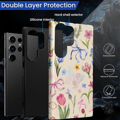 for Samsung Galaxy S23 Ultra Case, HL2 Aesthetic Flower Preppy Collage Hybrid 2 - Image 2