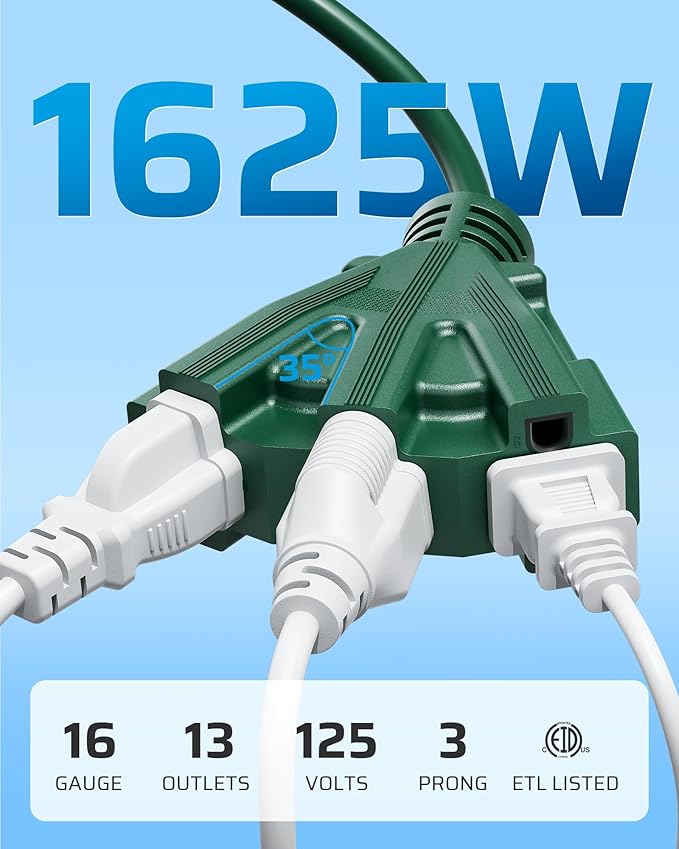 DEWENWILS 25FT Outdoor Extension Cord, Weatherproof 16/3 SJTW Power Cable - Image 5