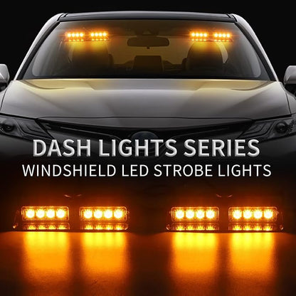 XRIDONSEN Amber 2 in 1 Emergency Dash Strobe Lights Interior Windshield Lights - Image 2