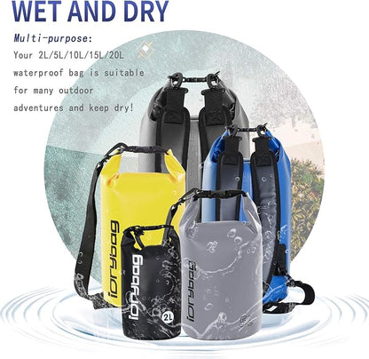 IDRYBAG Dry Bag for Kayaking Waterproof 2L/5L/10L/15L/20L, Small Dry Sack - Image 6