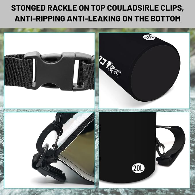 Waterproof Dry Bag, Roll Top Black Large Waterproof Backpack - Image 3