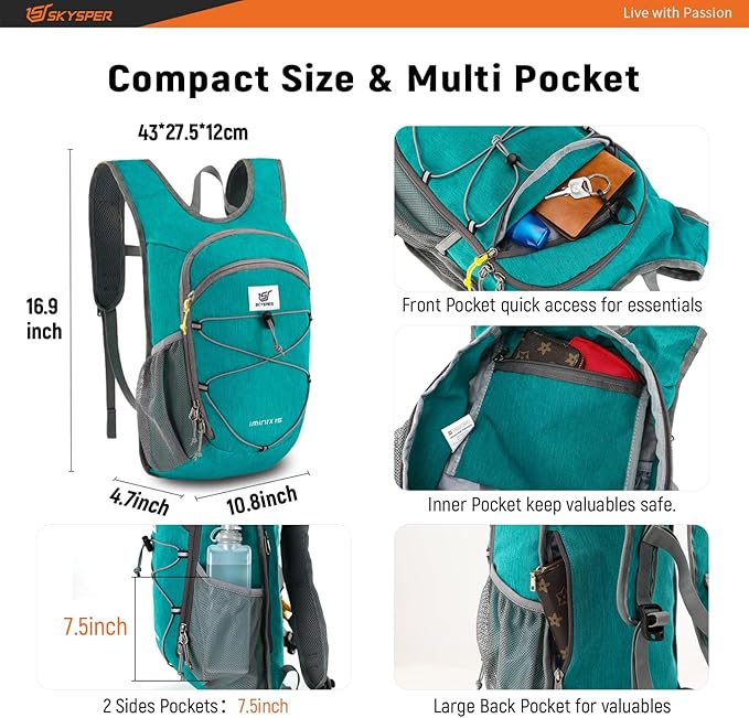 SKYSPER 15L/20L Foldable Hiking Backpack Lightweight Packable Travel Daypack - Image 3