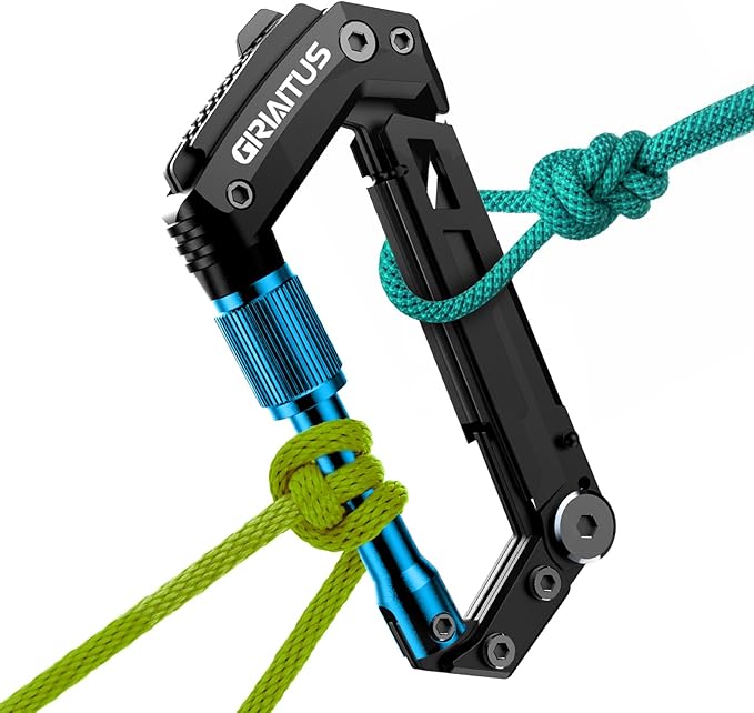 Carabiner Multitool with Pocket Knives, EDC Carabiners, Serrated Knife by GIRIAITUS