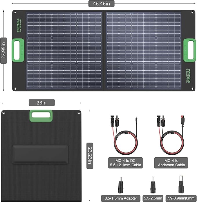 100W Portable Solar Panel for Power Station Generator, 20V Foldable Solar Cell - Image 9