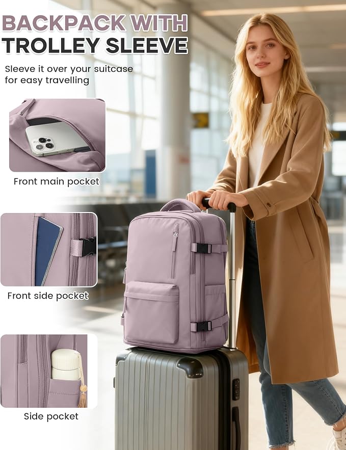 WONHOX Large Travel Backpack Carry on Flight Approved Laptop Work Business - Image 5