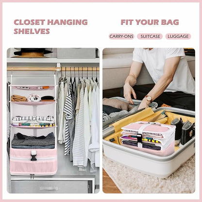 Surblue Hanging Closet Storage Bag Collapsible 3-Shelf Washable Oxford Fabric - Image 2