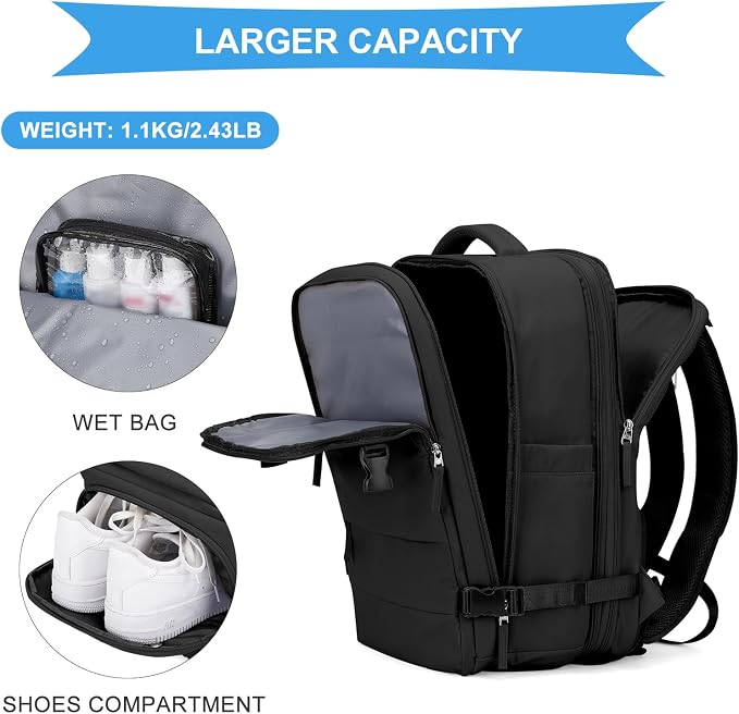 coowoz Large Travel Backpack For Women Men, Carry On Backpack, Hiking Backpack - Image 7